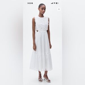Mango Embroidered Dress with Side Slits